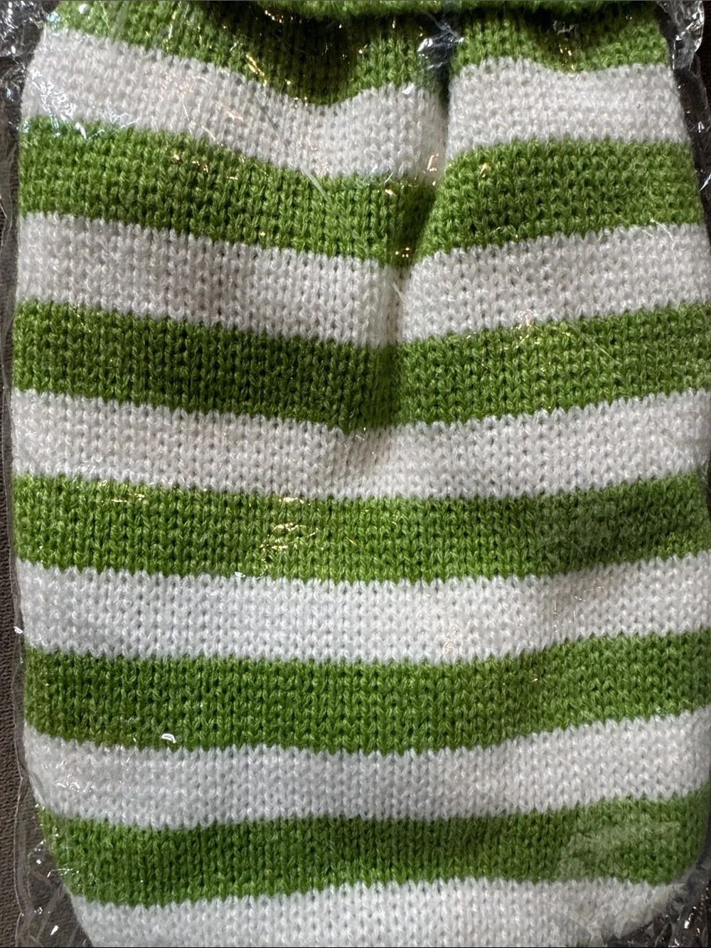 Green and White Striped Knit Pet Dog Cat Sweater Ribbed Turtle Neck Size M NEW